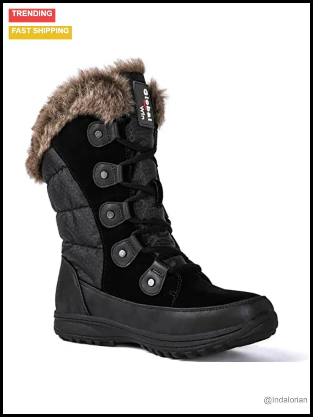 Women's Mid-Calf Snow Boots Waterproof Faux Leather with Fleece Lining Non-Slip